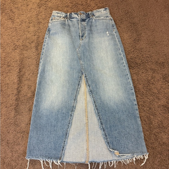 Joes Jeans Skirt Denim Straight Front Slit Maxi Fray Raw Hem 28 - Picture 2 of 12